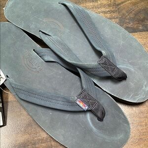 Rainbow premier leather flip flops-color is navy